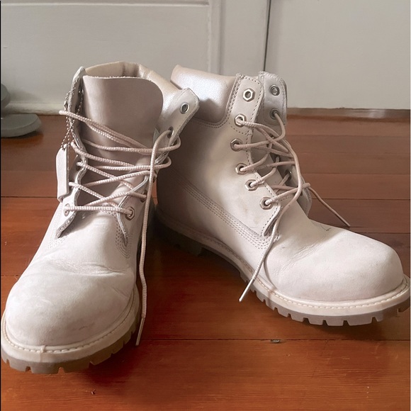 light pink timberland boots mens size 10 so womens 9 or 9 1/2 - Picture 1 of 3